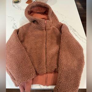 Fabletics cropped Sherpa full zip hoodie